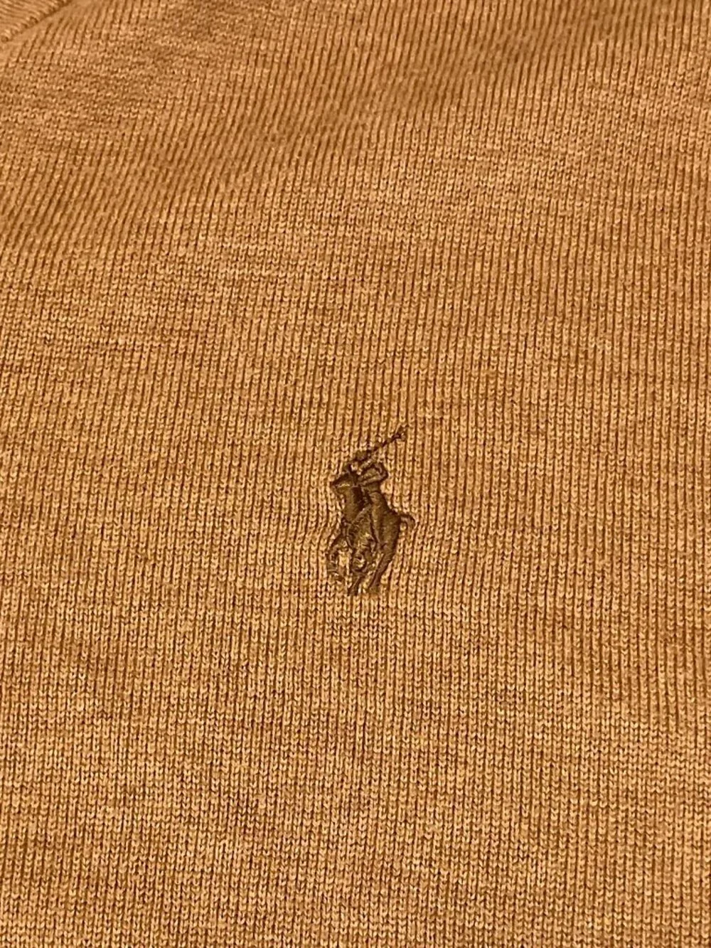 Polo Ralph Lauren Sweater Mens XL Tan Camel Pima Cotton V-Neck Tonal Pony - Picture 3 of 6